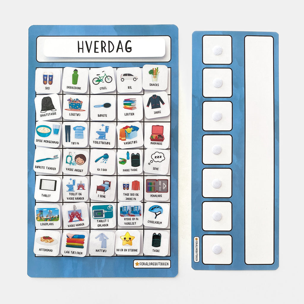 hverdags piktogramsæt med rutine flapper og tjeklister i VB med stort skema