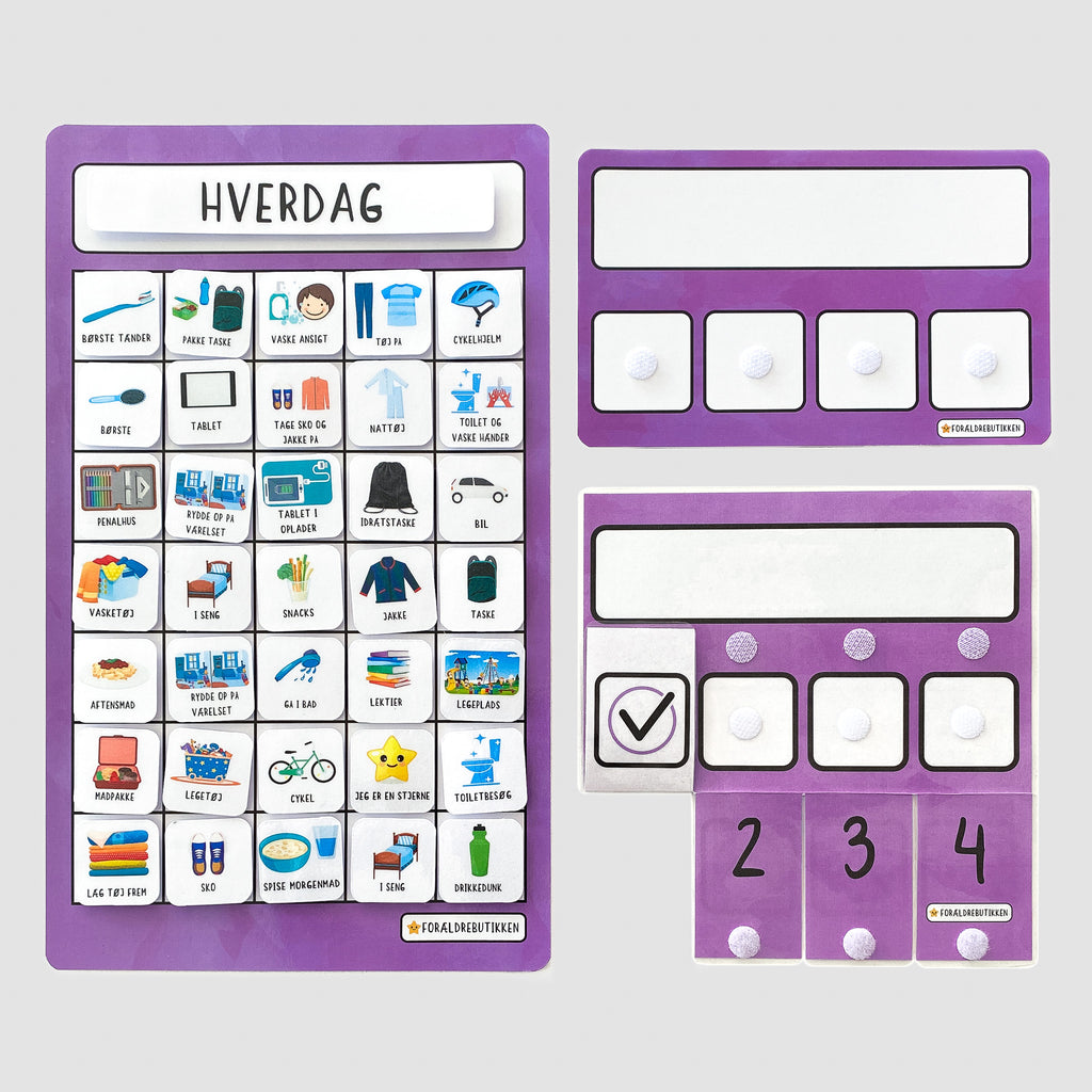 hverdags piktogramsæt med rutine flapper og tjeklister i VL