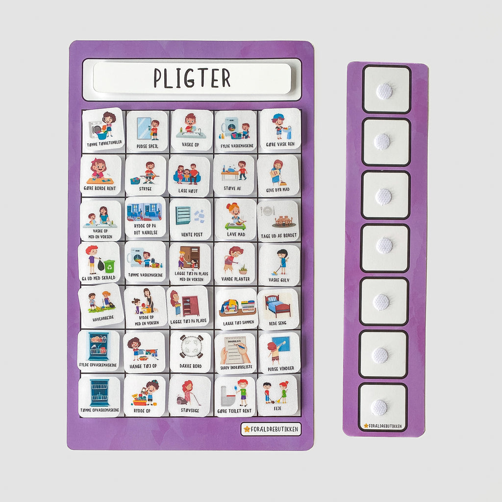 Pligter piktogramsæt med rutine flapper og tjeklister i VL med strimmel