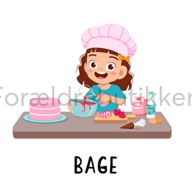 piktogrambrik - pige der er i gang med at bage