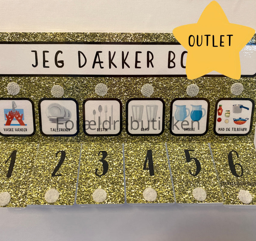 Tjekliste - Jeg Dækker Bord 6 Låger (Gammelt Design) Glimmer Guld Pædagogisk Legetøj